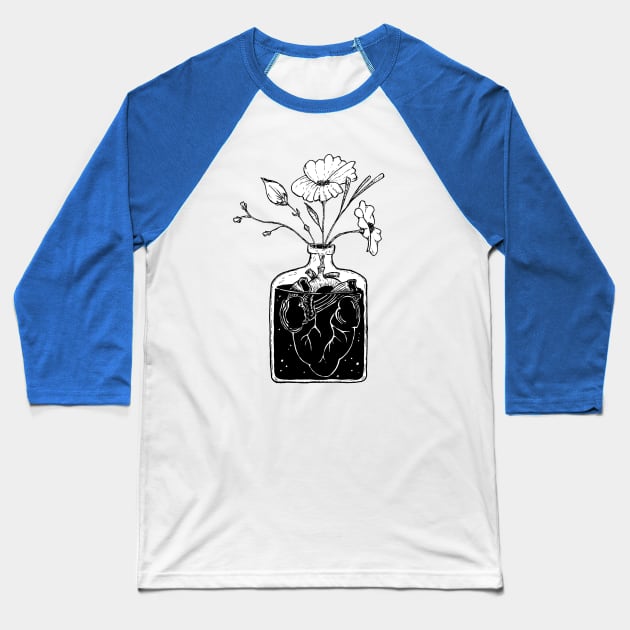 Heart in Jar (with flowers) Baseball T-Shirt by chriswig